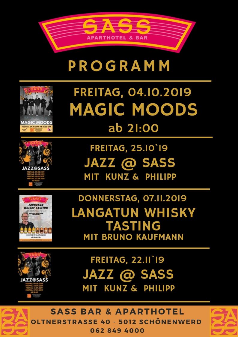 Sass Bar Programm Oktober - November 2019